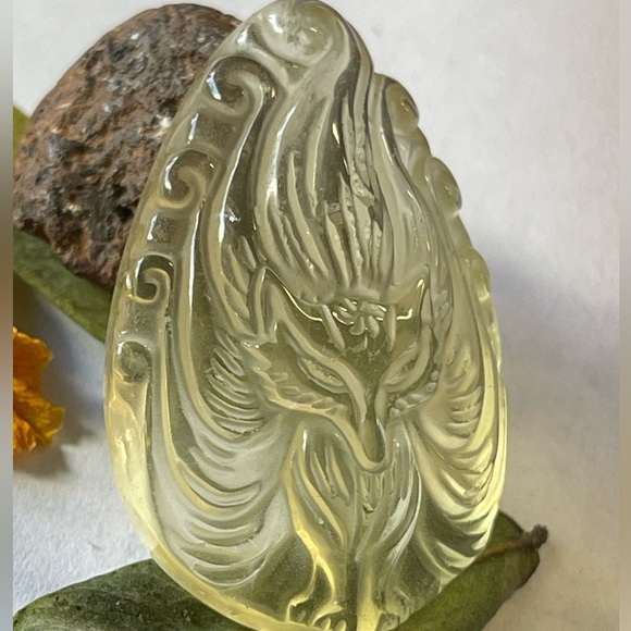 Natural Citrine Quartz Pendant Nine Tailed Fox Lucky Stone Pendant Crystal - Picture 3 of 8